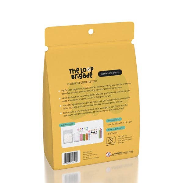 The LOOP Brigade: DIY Mini Crochet Plush Toy Complete Kit For Beginners - Nibbles the Bunny
