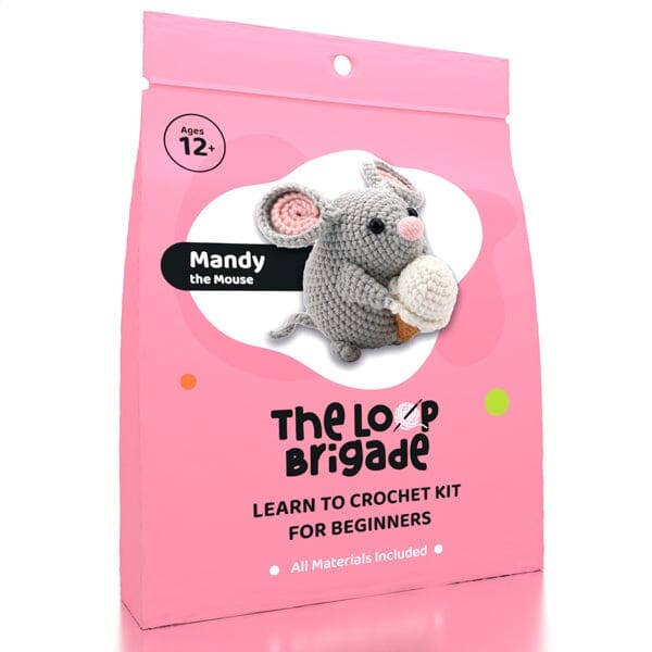 The LOOP Brigade: DIY Mini Crochet Plush Toy Complete Kit For Beginners - Mandy the Mouse
