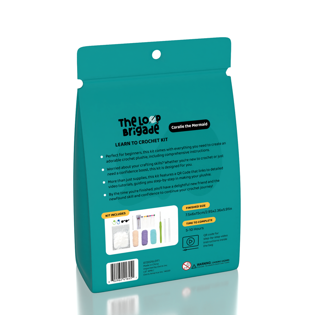 The LOOP Brigade: DIY Crochet Plush Toy Complete Kit For Beginners - Coralie the Mermaid