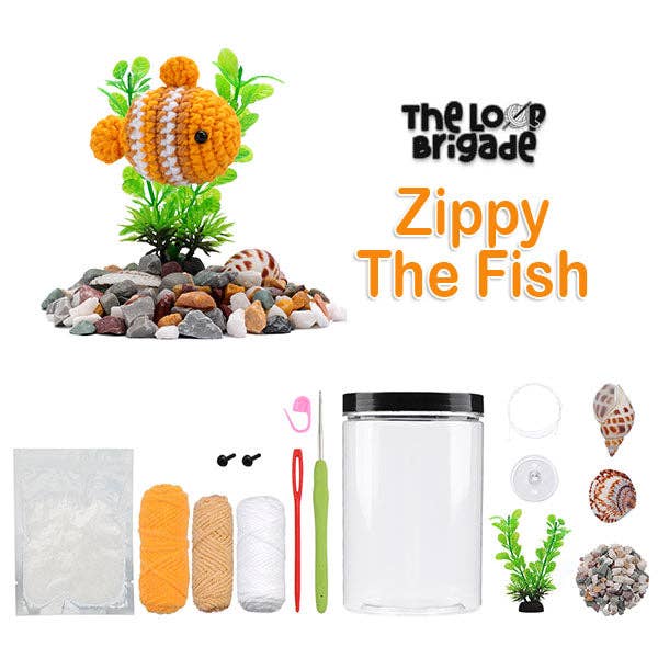 The LOOP Brigade: DIY Crochet Plush Toy Complete Kit For Beginners - Fish Aquarium