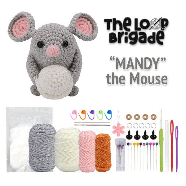 The LOOP Brigade: DIY Mini Crochet Plush Toy Complete Kit For Beginners - Mandy the Mouse
