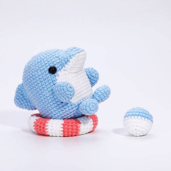 The LOOP Brigade: DIY Mini Crochet Plush Toy Complete Kit For Beginners - Moby the Dolphin